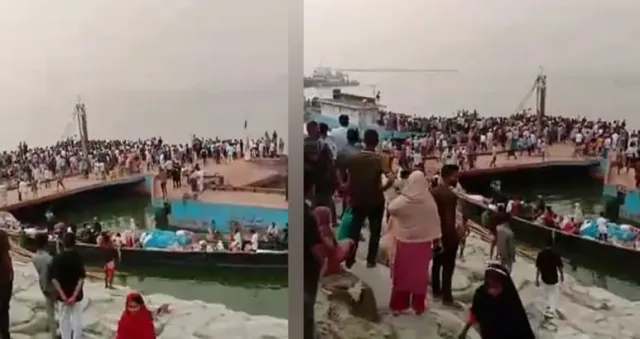 দৌলতদিয়া ঘাটে ফেরিতে ওঠার সময় বাস নদীতে, বহু যাত্রী নিখোঁজ